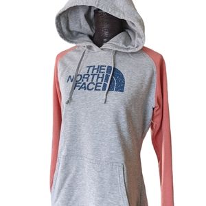 North Face pullover hoodie with starlight logo grey peach size large